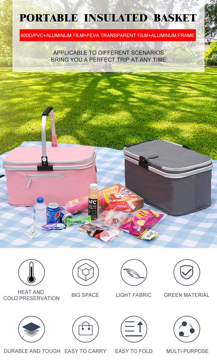 Amazon Foldable Picnic Basket Cooler Bag 1